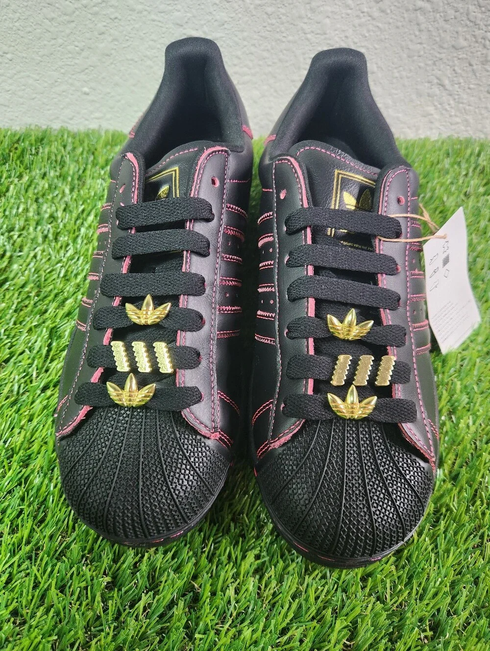 Adidas Superstar II W Black Pink Gold Shell Toe Shoes Women's 9 JS1380 NEW
